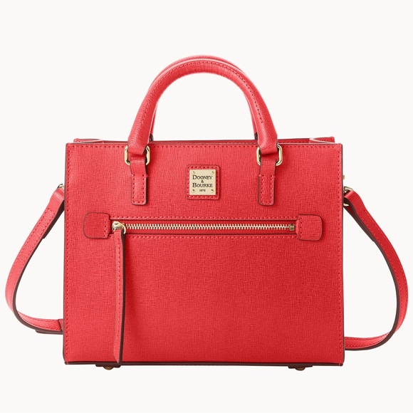 LIKE NEW DOONEY & BOURKE SAFFIANO MINI ZIP JANINE SATCHEL IN TOMATO - Picture 1 of 16